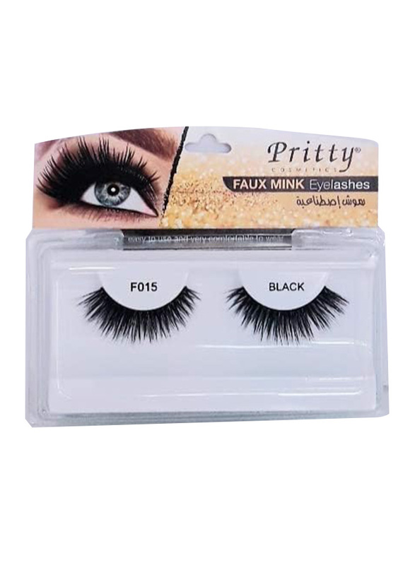 Pritty Faux Mink Strip Eyelash, 015, Black