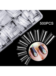 Krofaue Lady French Style Acrylic False Nails Tips, 500 Pieces, Clear