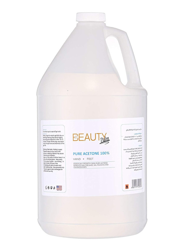 Beauty Palm 100% Pure Acetone Quick Nail Polish Remover, 1 Gallon, Clear