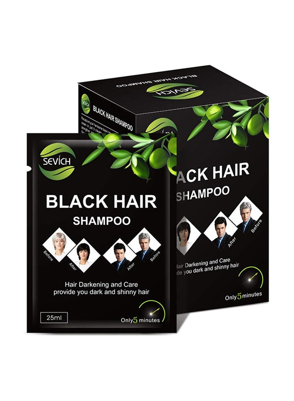 Sunrisepro-Uae Instant Black Hair Dye Shampoo, 10 x 25ml, Black