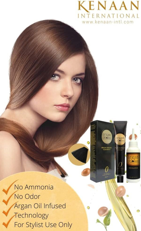 Argan De Luxe Developer Ammonia Free Permanent Hair Colour Kit, 2 x 80ml, 2.0 Black