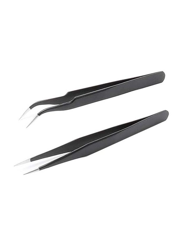 

Generic Professional Eyelash Extension Stainless Steel Precision Tweezers Set, 2 Pieces, Black