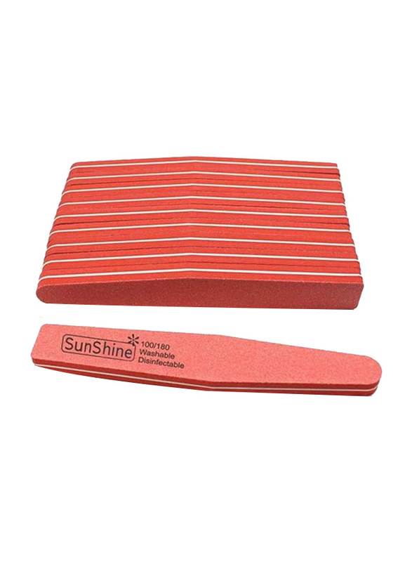 8.pm Nail Files & Buffers Double Side Nail Files Buffer 100/180 Trimmer Buffer Lime A Ongle Nail Art Tools, 10 Pieces, Red