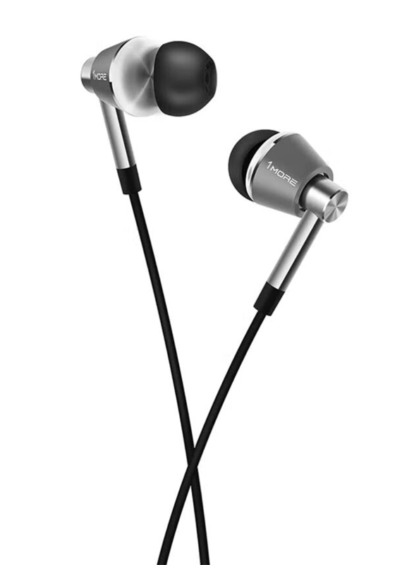 1More E1001 Triple Driver Wired In-Ear Headphone with Mic, Grey/Silver/Black