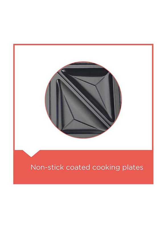 Black+Decker 2 Slot Sandwich Maker with Removable Grill Plate, 750W, TS2080-B5, Black/Grey