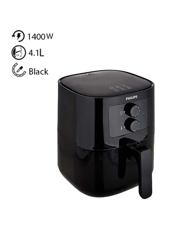 Philips 4.1L Essential Air Fryer With Rapid Air Technology, 1400W, HD9200/91/90, Black