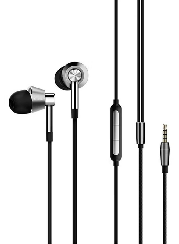 1More E1001 Triple Driver Wired In-Ear Headphone with Mic, Grey/Silver/Black