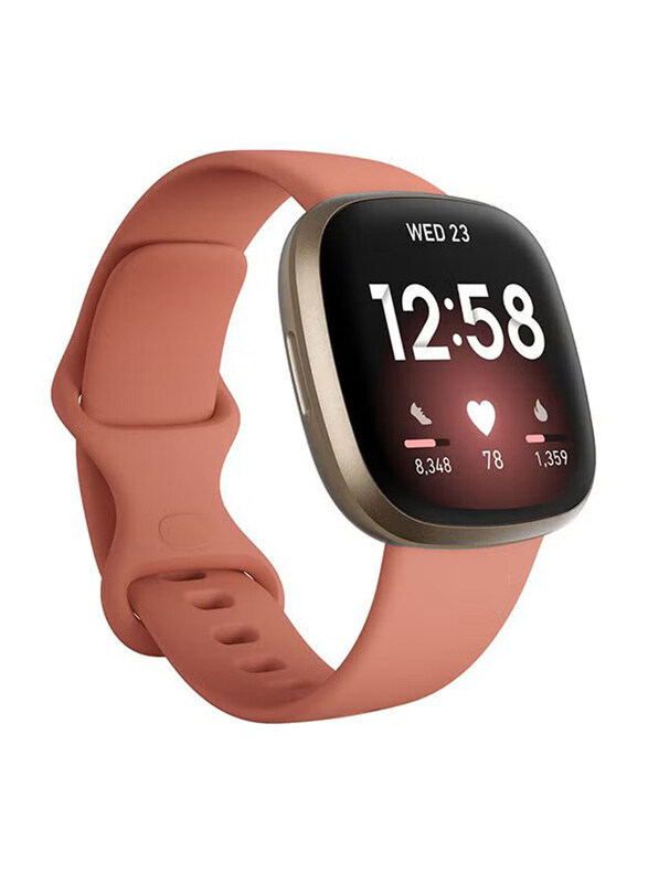 

Fitbit Versa 3 Smartwatch, GPS, Soft Gold Aluminium Case with Pink Clay Band