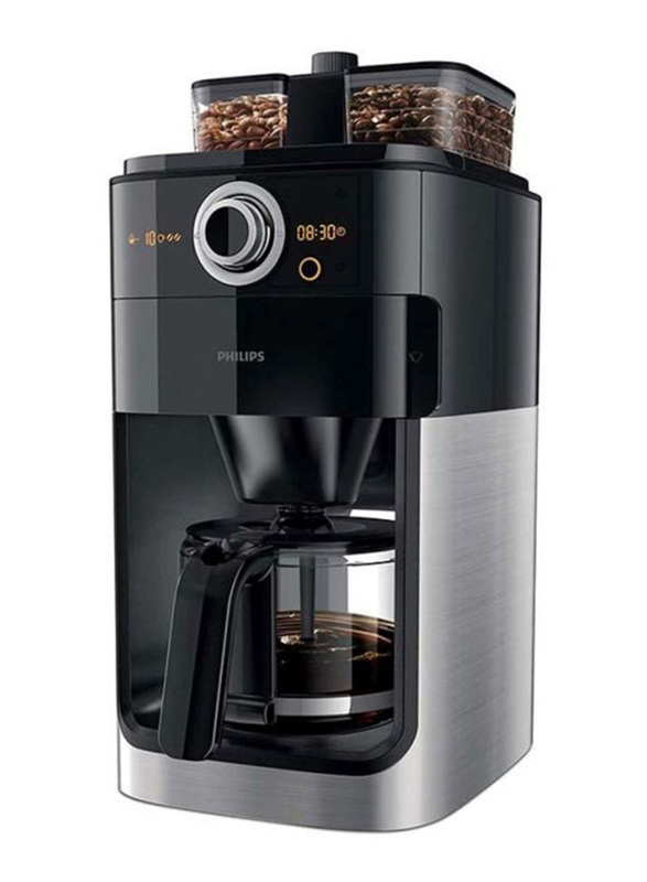 Philips 1.2L Grind And Brew Coffee Machine, 1000W, HD7762/00, Black/Grey