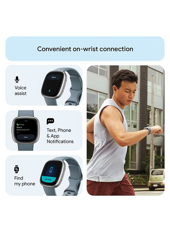 Fitbit Versa 4 40mm Health & Fitness Smartwatch, GPS, Blue/Platinum