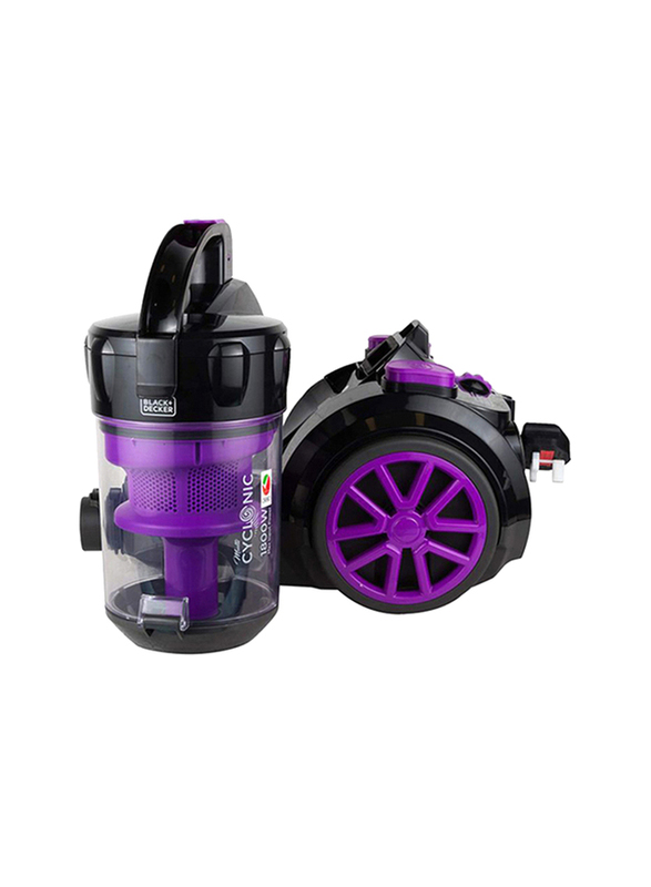 Black+Decker Vacuum Cleaner With Bagless And Multicyclonic Technology, 1600W, VM1880-B5, Black/Purple/Grey