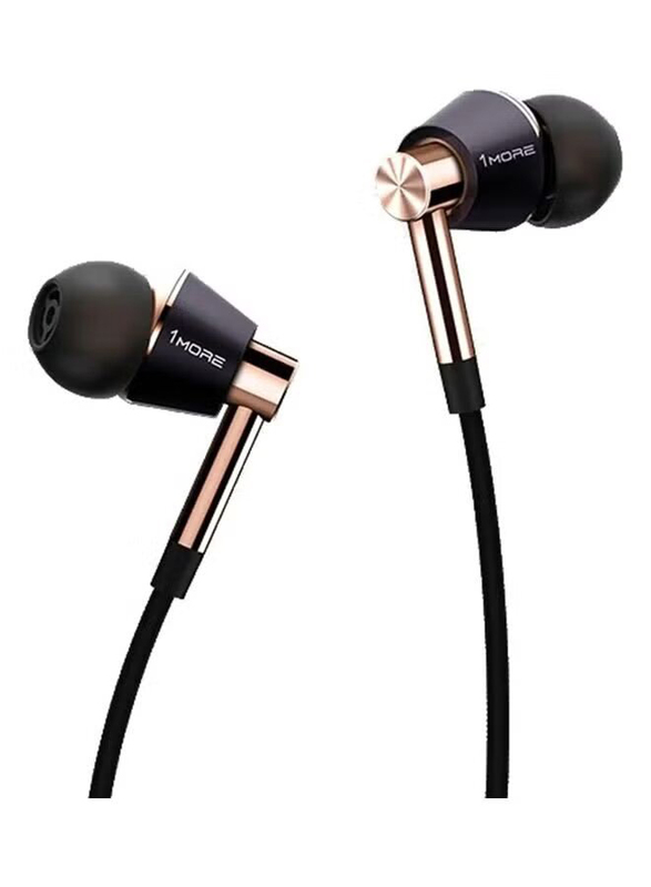 1More E1001 Triple Driver Wired In-Ear Earphones, Black/Gold