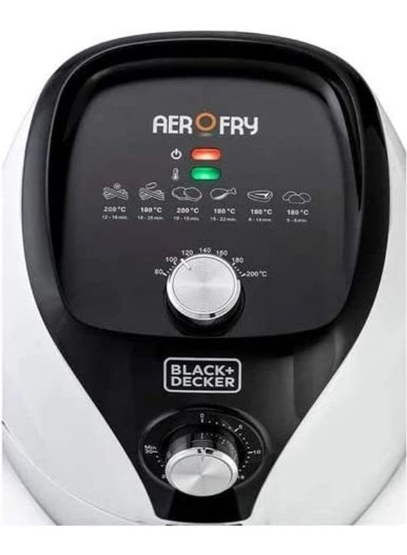 Black+Decker 3.5L Air Fryer With Rapid Air Convection Technology, 1500W, Af220-b5, Black/White
