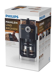 Philips 1.2 L Grind And Brew Coffee Maker, 1000W, HD7762, Black