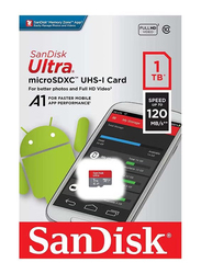 SanDisk 1.0 TB Ultra Class 10 UHS-I Card A1 MicroSDXC Memory Card, 120MB/s, Red/Grey