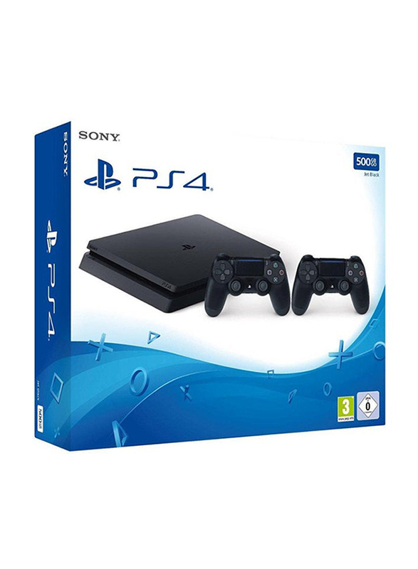Sony PlayStation PS4 Slim Console, 500GB, With 2 Dualshock Controller, Black