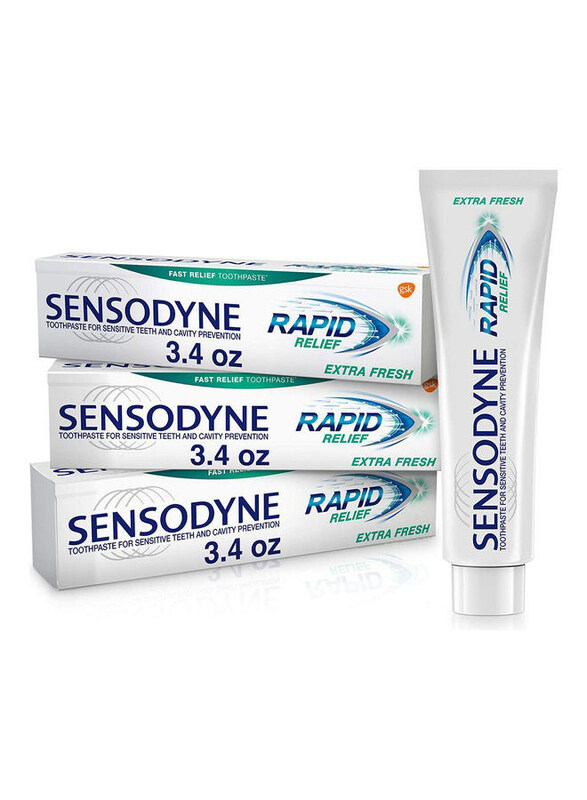 

Sensodyne Rapid Relief Sensitive Fluoride Toothpaste, White, 3 Pieces