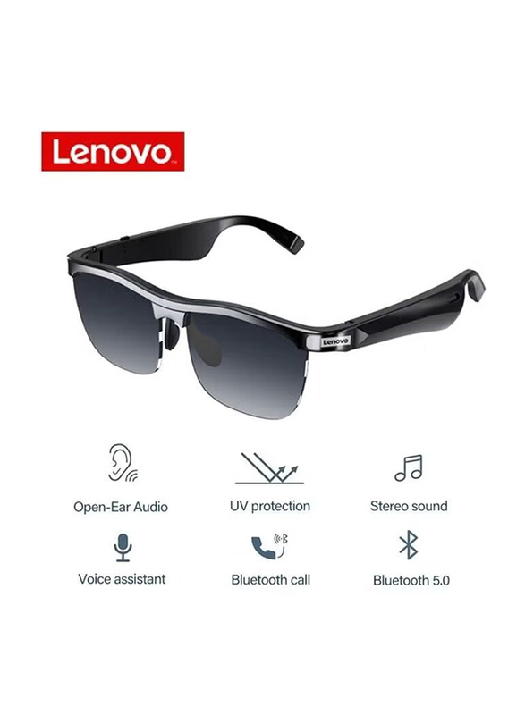 Lenovo MG10 Wireless/Bluetooth In-Ear Noise Cancelling Ear Caring 2 Channel Earphone Sunglasses, Black