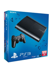 Sony PlayStation PS3 Super Slim Gaming Console, 500GB, With 1 Dualshock 4 Wireless Controller (Box Damage), Black