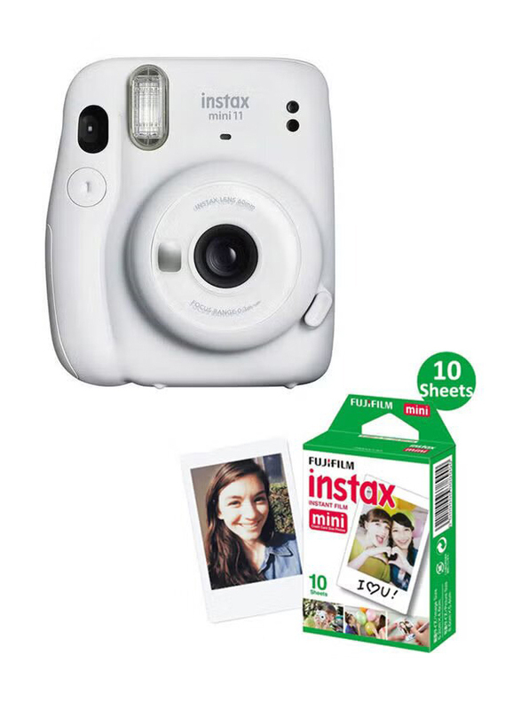 Fujifilm Instax Mini 11 Instant Film Camera with 10 Films Sheets, 16MP, Ice White