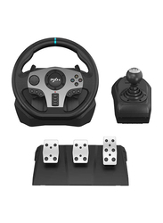 Pxn 900 Degree Double Vibration Wired Racing Steering Wheel with Shifter for PC/ PlayStation PS3/4/ Xbox One/ Series/ Switch, Black
