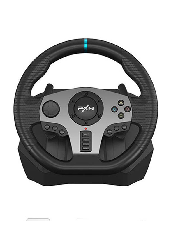 Pxn 900 Degree Double Vibration Wired Racing Steering Wheel with Shifter for PC/ PlayStation PS3/4/ Xbox One/ Series/ Switch, Black