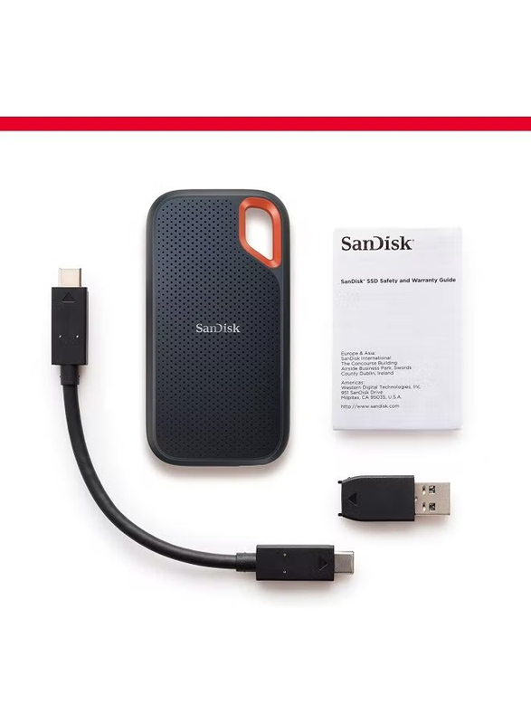 SanDisk 1TB SSD Up to 1050MB/s Extreme USB-C External Portable Hard Drive, USB 3.2, SDSSDE61 1T00 G25, Black