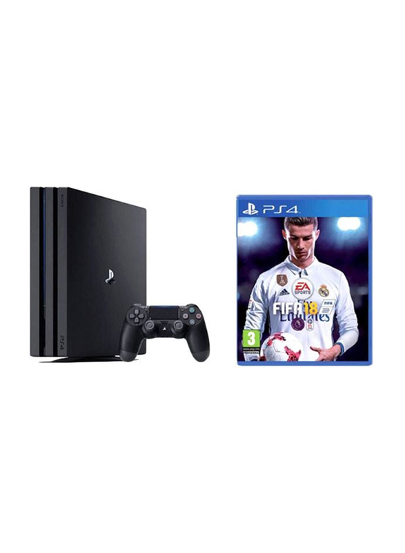 Sony PlayStation PS4 Console, 1TB, With 2 Dualshock 4 Wireless Controller and 1 Game (FIFA 18), Black