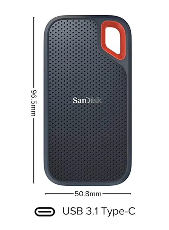 SanDisk 1TB SSD Extreme USB-C External Portable Hard Drive, USB 3.1, SDSSDE60-1TB-G25, Black