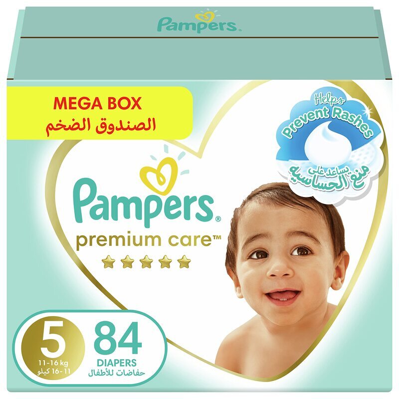 Pampers Premium Care Diapers, Size 5, 11-16 Kg, 84 Count
