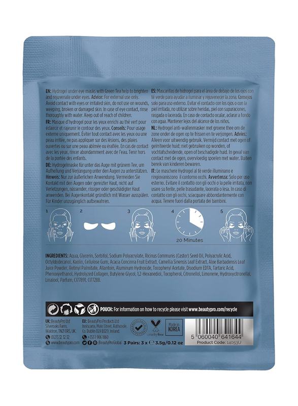 BeautyPro Eye Therapy Under Eye Mask with Collagen and Green Tea Extract, 3 Applications