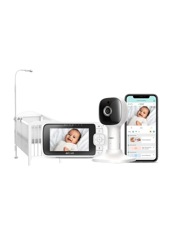 

Oricom 4.3" Smart HD Nursery Pal Skyview Baby Video Monitor with Cot Stand, OBH643P, White