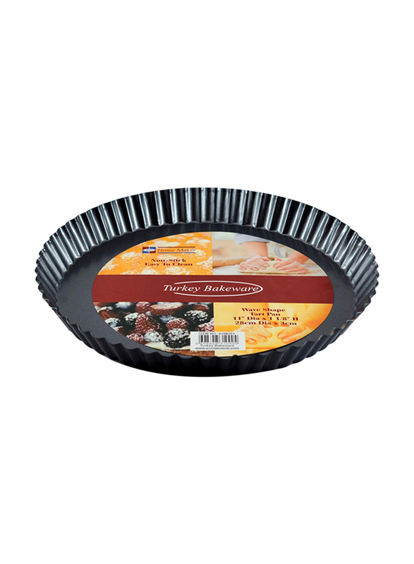 Home Maker Wave Shape Tart Pan, 28 x 3cm, Black