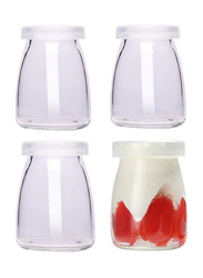 Danmu Glass Pudding Jars with Plastic Cap, 4 x 100ml, Clear