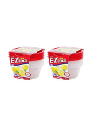 Lock & Lock EZ Lock Easy Plastic Food Container, HLE9204, 120ml, 3 Pieces, Clear/Red