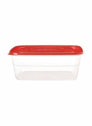 Lock & Lock EZ Lock Easy Plastic Rectangular Food Container, 2 x 2.7 Liter, Clear/Red