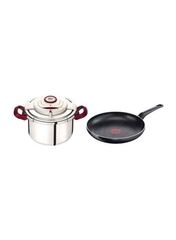 Tefal 2-Piece Clipso Precision Pressure Cooker & Cook N Clean Fry pan Set, Multicolour