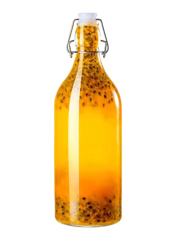 Star Cook 1Ltr 2-Piece Air-Tight Flip Top Glass Bottle, Clear