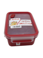 Tefal MasterSeal Micro Rectangular Food Storage Box with Inserts, 1 Liter, Red/Clear