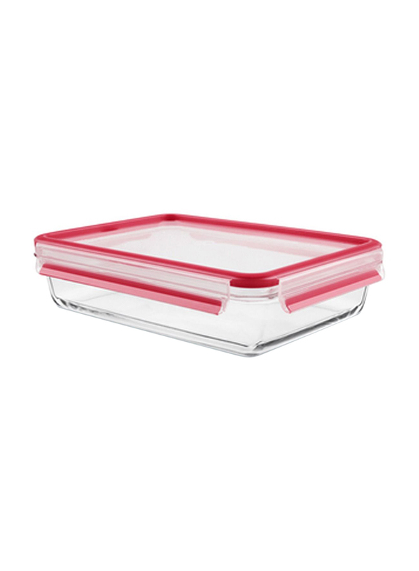 Tefal Master seal Rectangular Glass Food Container, 2 Liters, Red