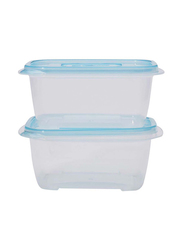 Lock & Lock Ez Lock Pastel Rectangle Food Container, 2 x 800ml, Clear/Blue