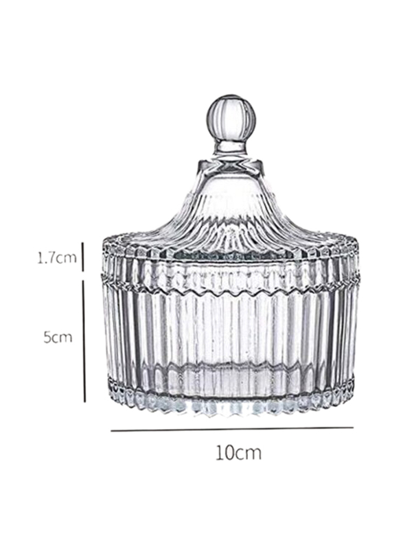 Upstore Tent Shaped Crystal Glass Candy Dish with Lid, 300ml, Clear