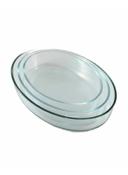 Home Maker 3-Piece Oval Turkey Glass Bakeware Dish Set, Clear