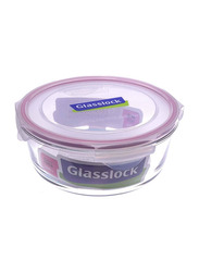 Glasslock Round Glass Food Container, 2 Liters, Clear/Pink