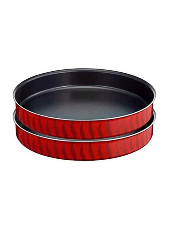 Tefal 2-Piece Les Specialist Tempo Kebbe Round Oven Dish Set, Red/Black