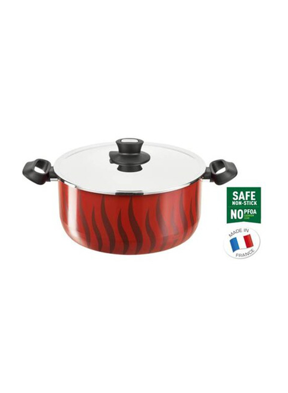 Tefal 28cm G6 Tempo Flame Dutch Oven Pot, Red