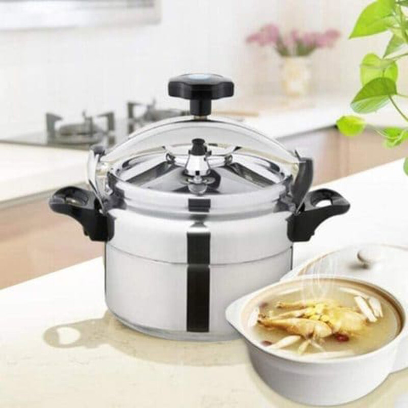 3 Ltr Aluminium Pressure Cooker, Silver/Black