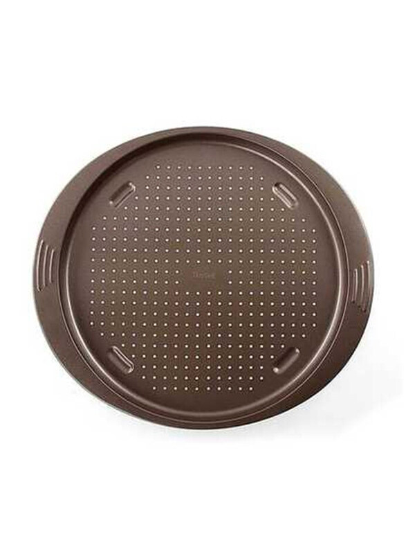 Tefal 34cm Easy Grip Gold Round Pizza Tray, Black