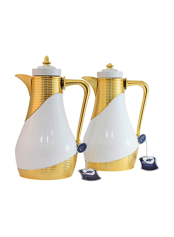 Home Maker 1 Ltr 2-Piece Vacuum Flask Set, RL-WHG, White/Gold