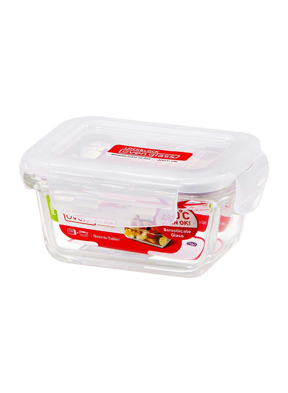Lock & Lock Glass Rectangle Food Storage Container, 0.16 Liters, Clear